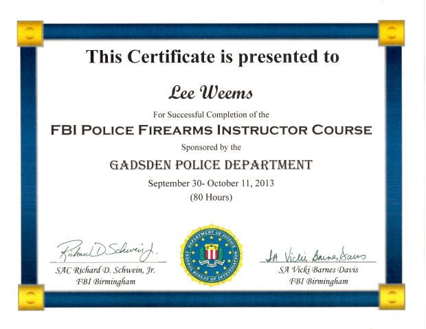 FBI Firearms Instructor Certificate (1)