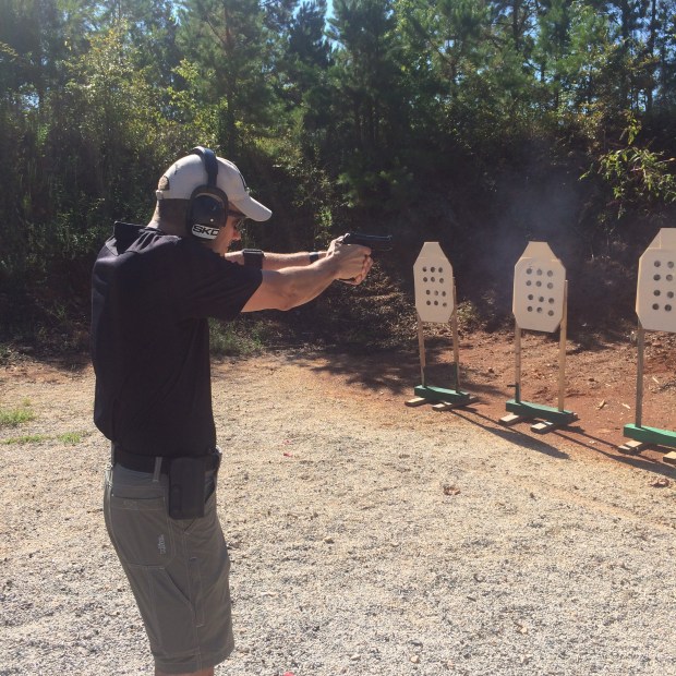 Ernest Langdon shooting a demo.